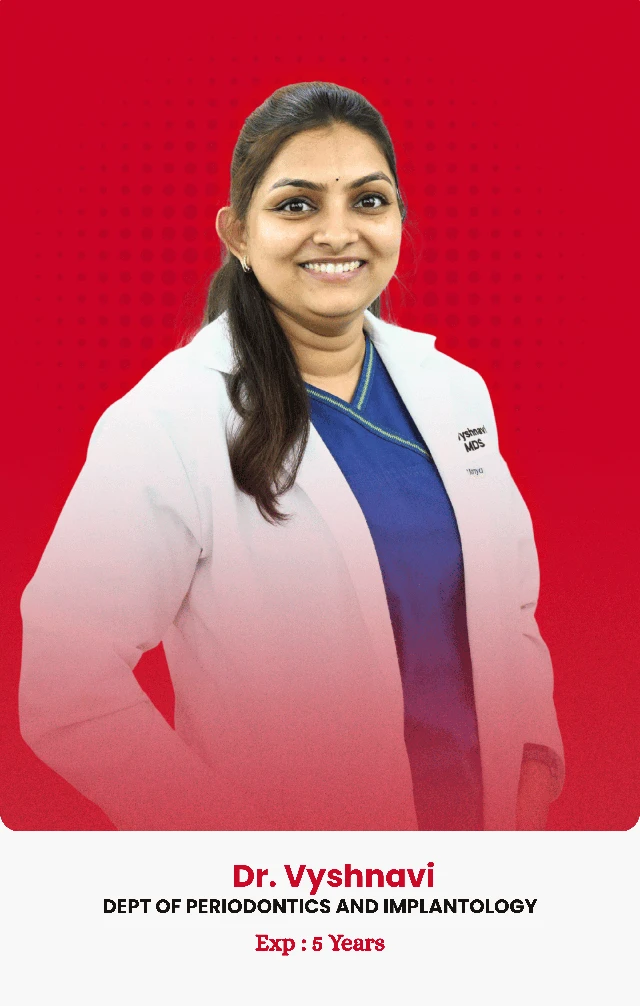 Dr. Vyshnavi — qualifications and experience shown in the photo