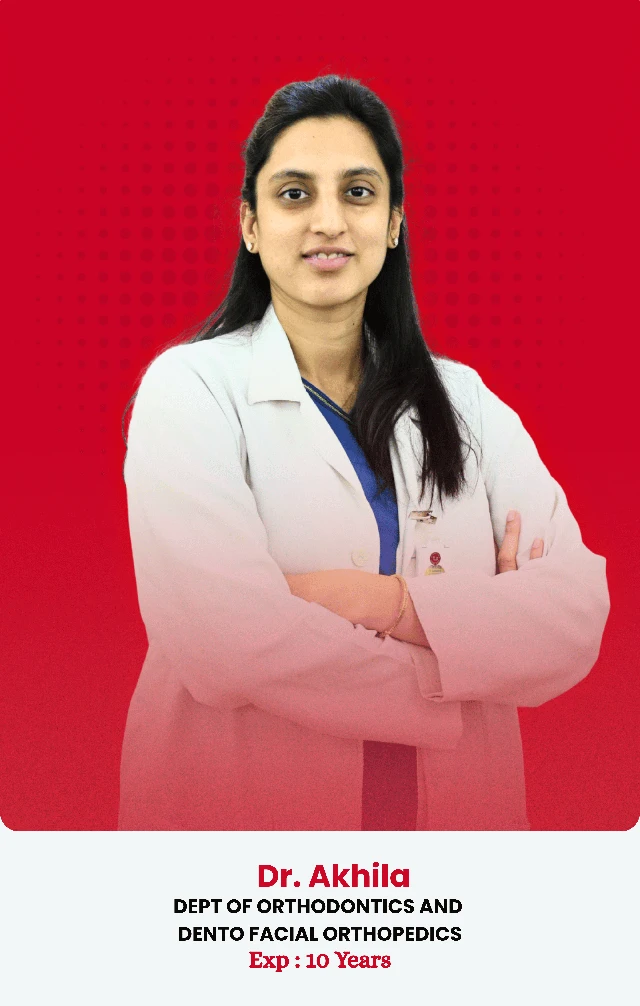 Dr. Akhila — qualifications and experience shown in the photo